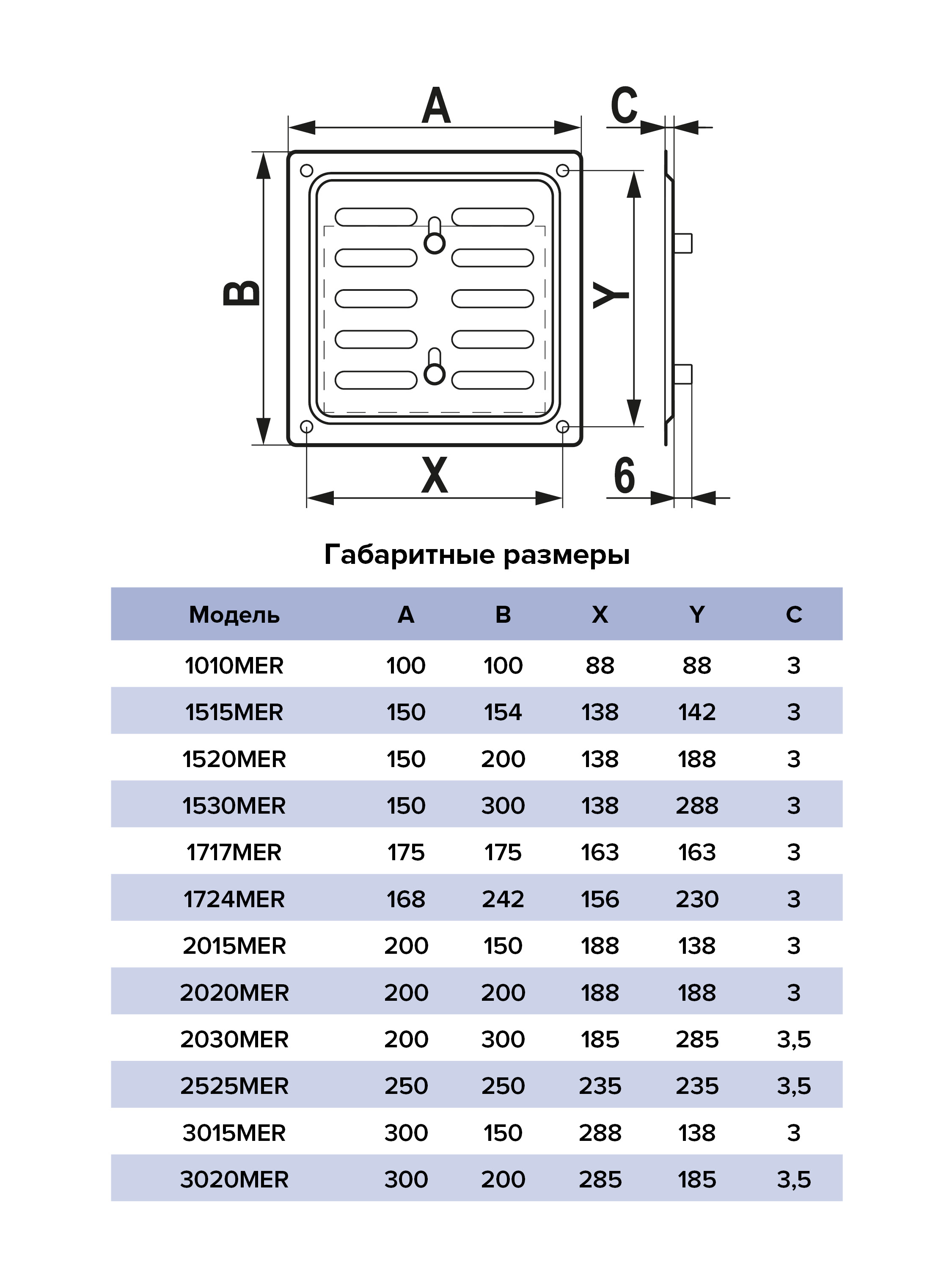 картинка Решетка вентиляционная MER регулируемая 250х250 оцинк.сталь ERA от магазина sp-market