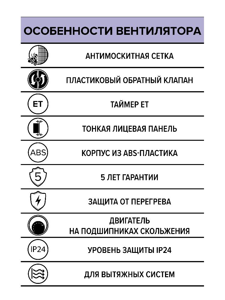 картинка Вентилятор накладной E D100 сетка обр.клапан ET ERA от магазина sp-market